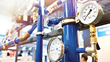 water pipes with pressure gauge