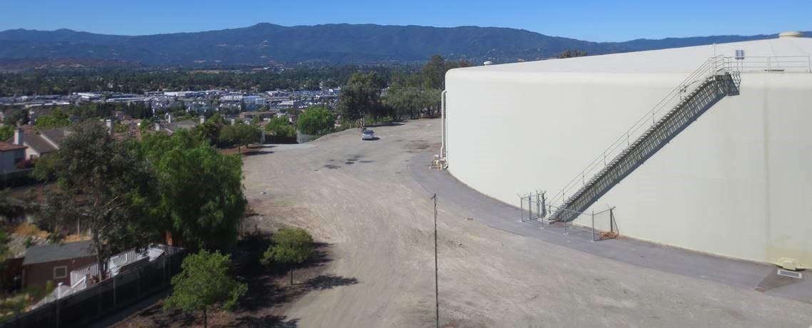 Water storage tank overlooking the valley